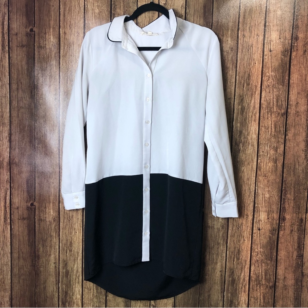 Olive & Oak Grey & Black Button Front Dress Great Condition Womens Size Small
